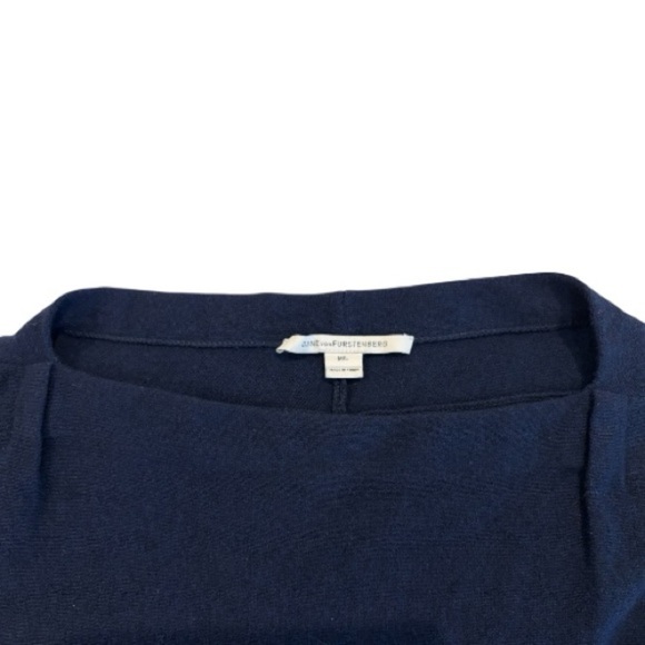 DVF Diane von Furstenberg Nevaeh Sleeveless Boxy Wool-Cashmere Sweater Navy M/L - Picture 4 of 9